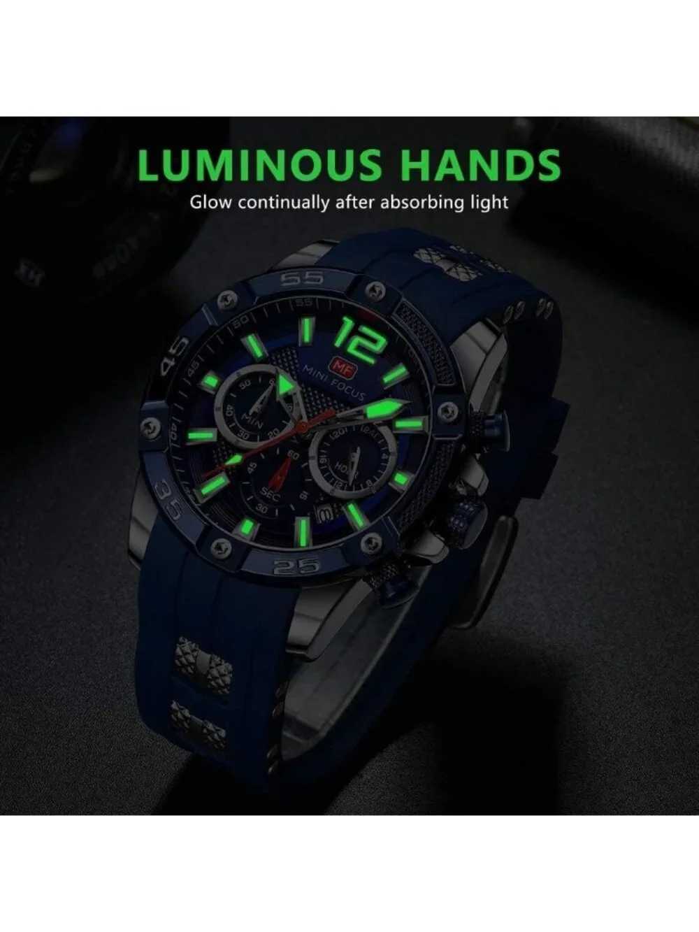 Men's Silver And Blue Analog Waterproof Chronograph Classic Stylish Casual Watch